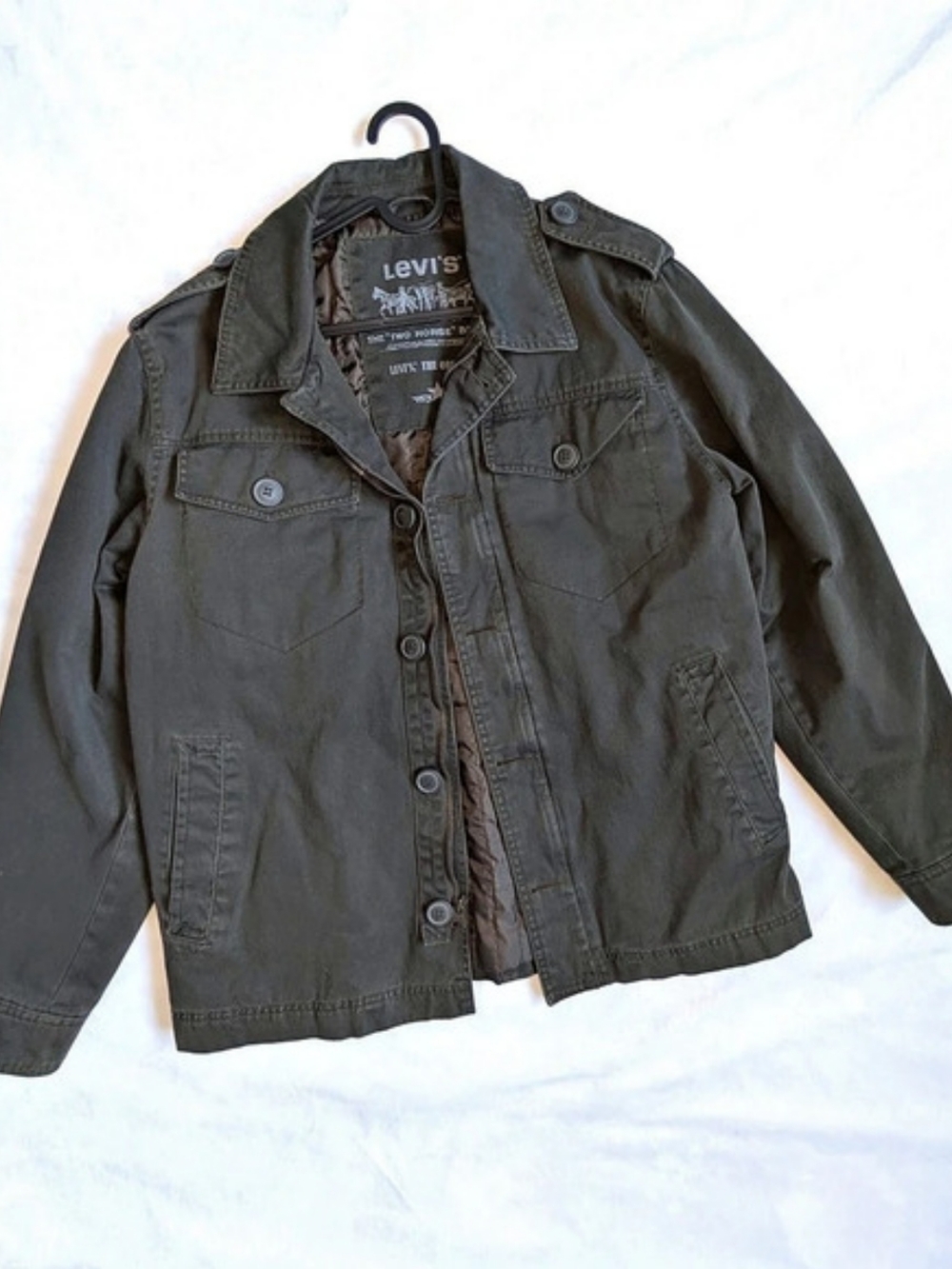 Levi's Olive Green Quilted Lined Military Utility Jacket Men's Size Medium